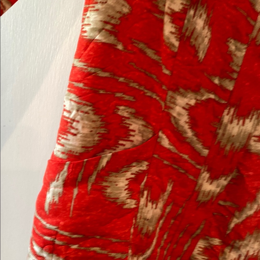 Chico's Red and White Feather Print Blazer - Picture 5 of 7